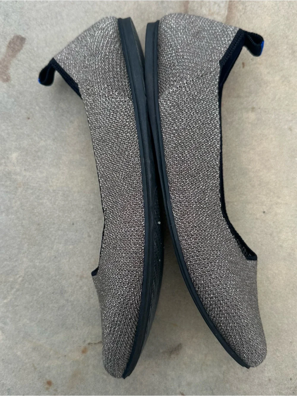 Rothy's The Flat Round Toe Birds Eye Knit Metallic Bronze Sparkle Slip-on SZ 9